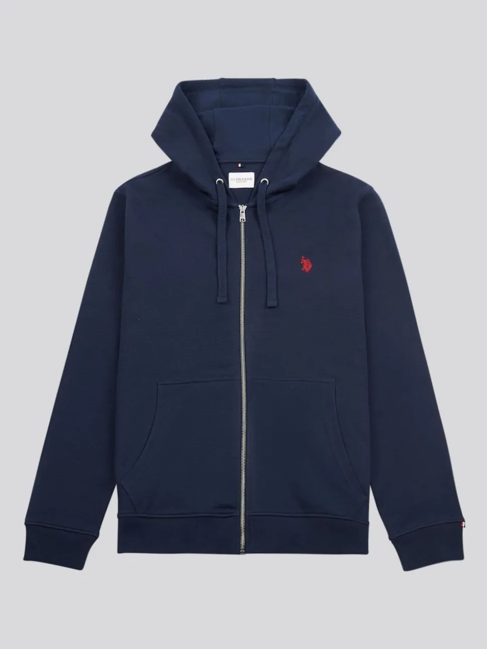 U.S. Polo Assn. Blue Mens Double Horsemen Loopback Zip Hoodie