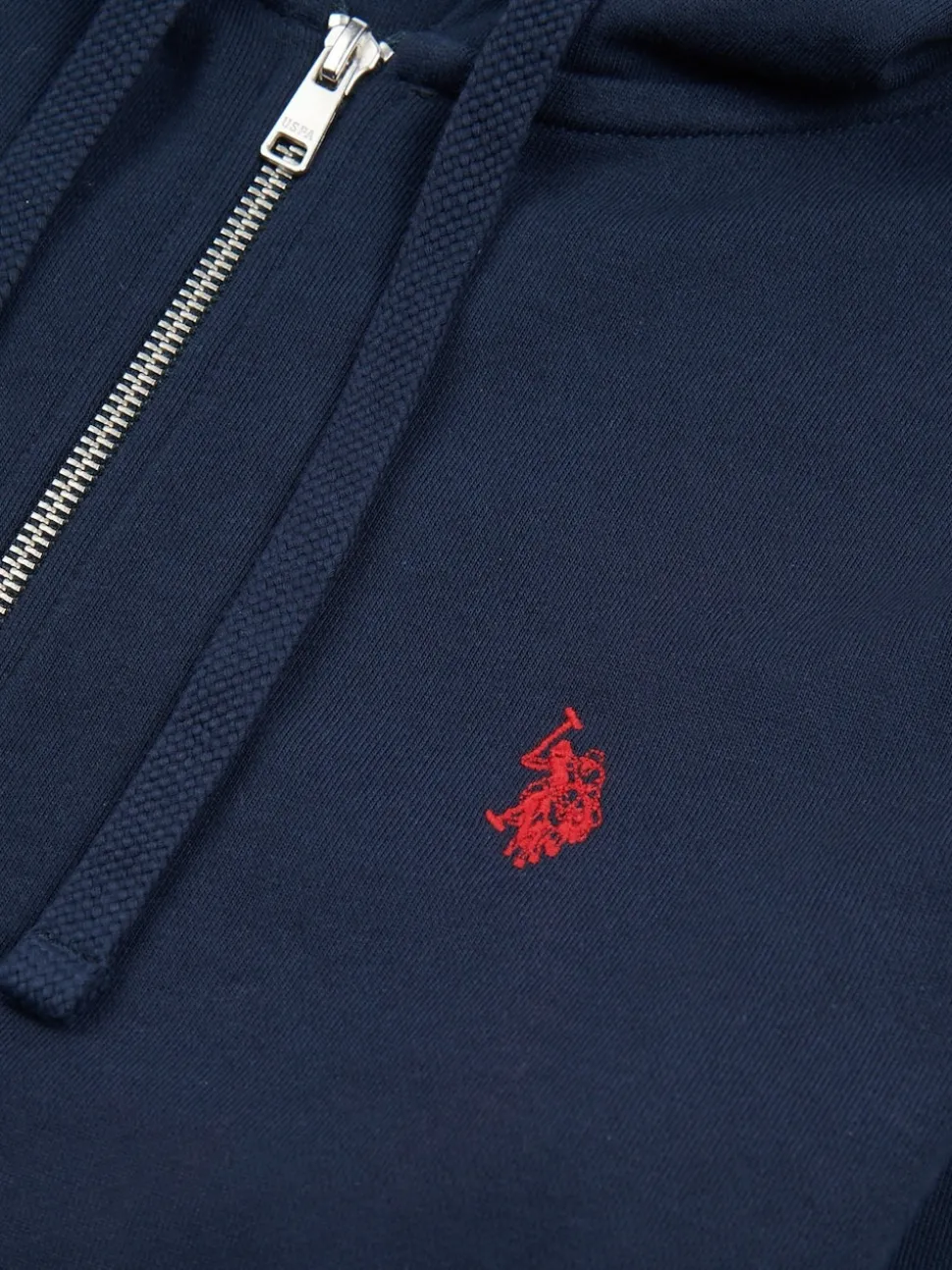 U.S. Polo Assn. Blue Mens Double Horsemen Loopback Zip Hoodie