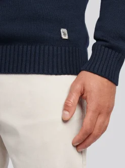 U.S. Polo Assn. Blue Mens Half Stitch Knit Funnel Cardigan Jumper