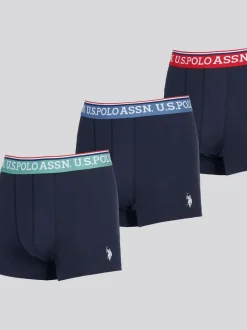 U.S. Polo Assn Blue Mens Highlight Boxers Briefs 3 Pack