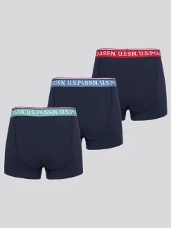 U.S. Polo Assn Blue Mens Highlight Boxers Briefs 3 Pack