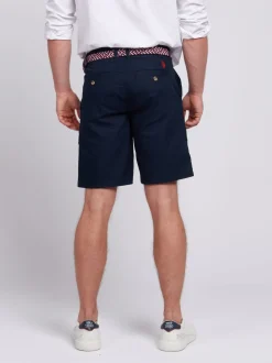 U.S. Polo Assn Blue Mens Linen Blend Chino Shorts