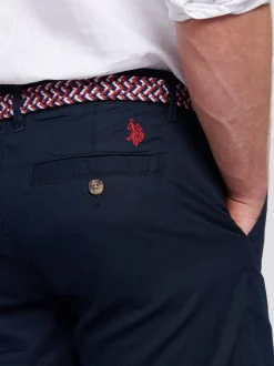 U.S. Polo Assn Blue Mens Linen Blend Chino Shorts