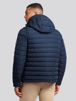U.S. Polo Assn. Blue Mens Lightweight Quilt Hooded Puffer Jacket