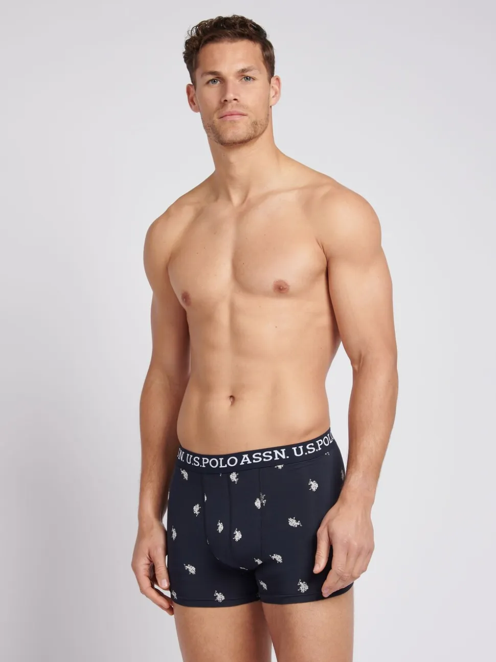 U.S. Polo Assn. Blue Mens Mixed Boxer Shorts 3 Pack