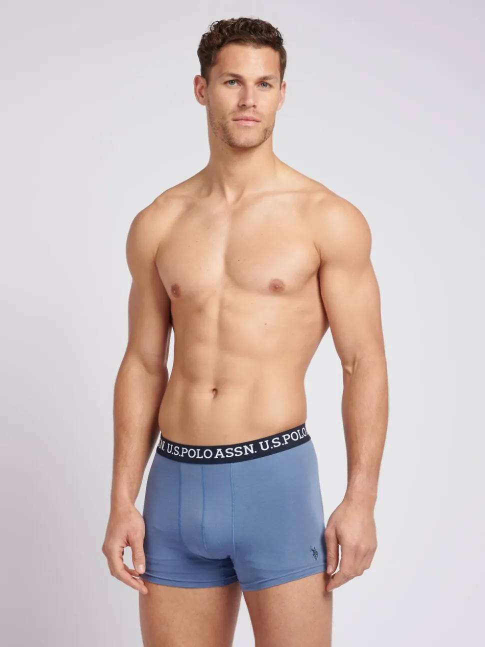 U.S. Polo Assn. Blue Mens Mixed Boxer Shorts 3 Pack