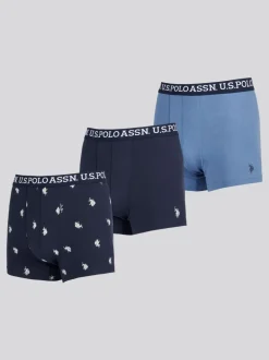 U.S. Polo Assn. Blue Mens Mixed Boxer Shorts 3 Pack