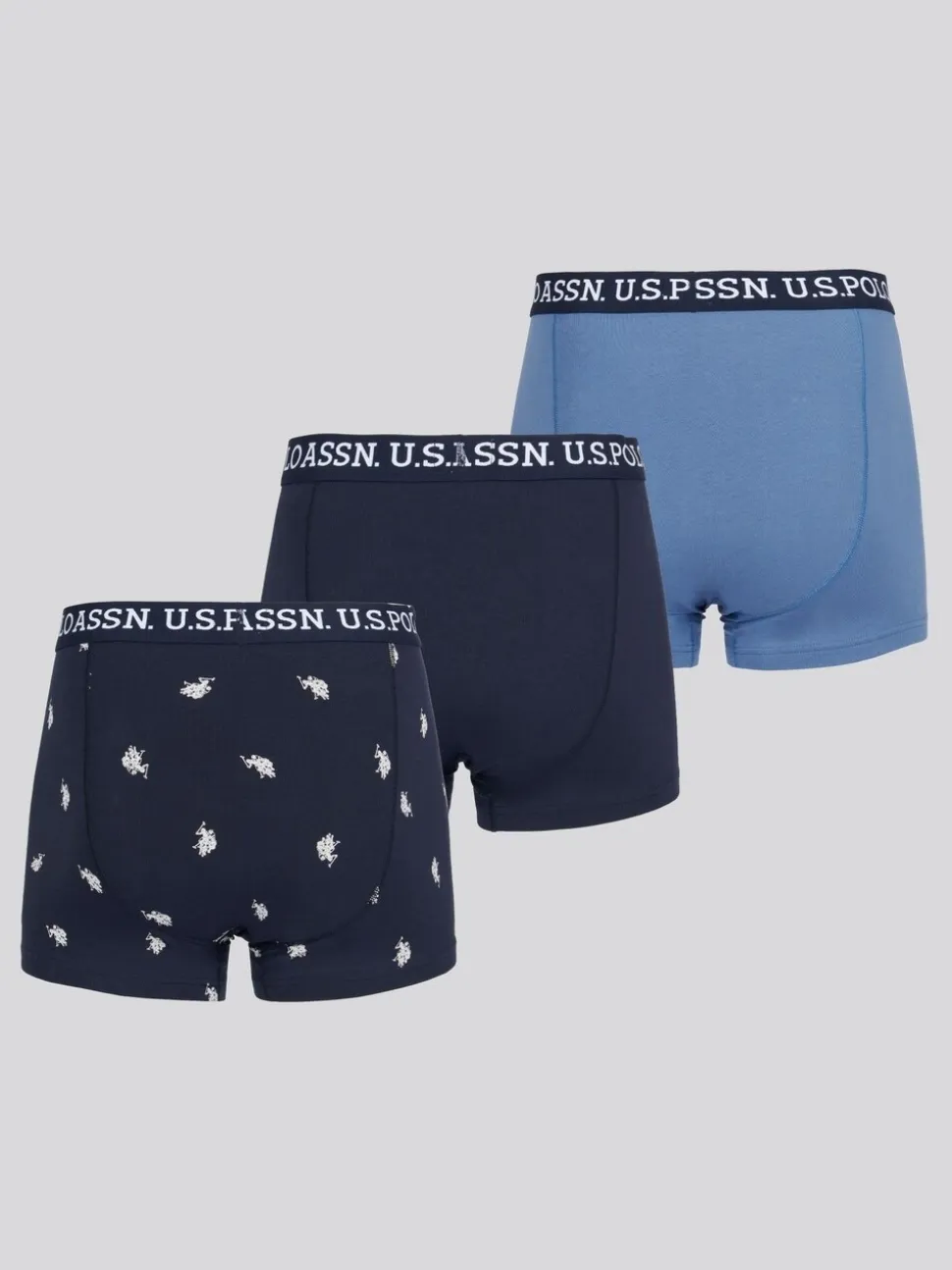 U.S. Polo Assn. Blue Mens Mixed Boxer Shorts 3 Pack
