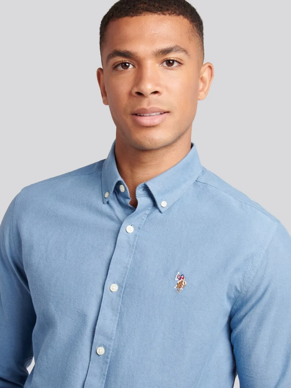 U.S. Polo Assn. Blue Mens Peached Oxford Shirt