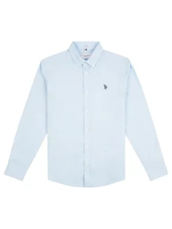 U.S. Polo Assn. Blue Stretch Cotton Mens Poplin Shirt