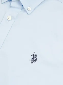 U.S. Polo Assn. Blue Stretch Cotton Mens Poplin Shirt