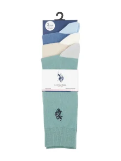U.S. Polo Assn. Blue/Natural/Green Mens Smart Socks 3 Pack