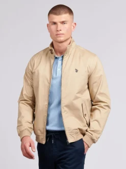 U.S. Polo Assn. Brown Mens 100% Cotton Twill Harrington Jacket