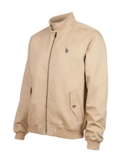 U.S. Polo Assn. Brown Mens 100% Cotton Twill Harrington Jacket