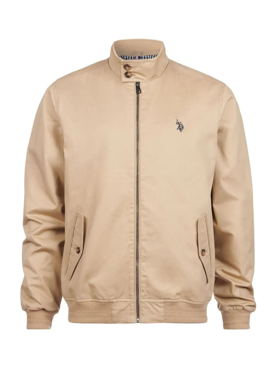U.S. Polo Assn. Brown Mens 100% Cotton Twill Harrington Jacket