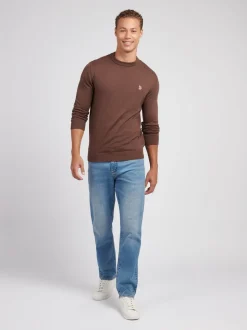 U.S. Polo Assn. Brown Mens Cotton Crew Neck Jumper