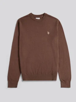 U.S. Polo Assn. Brown Mens Cotton Crew Neck Jumper
