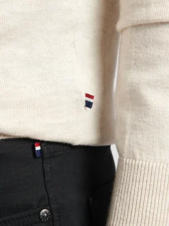 U.S. Polo Assn. Cream Cotton Funnel Neck Quarter Zip Knit