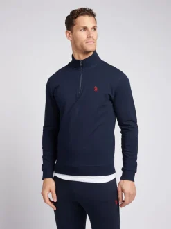 U.S. Polo Assn. Dark Blue Mens Classic Fit Quarter Zip Sweatshirt
