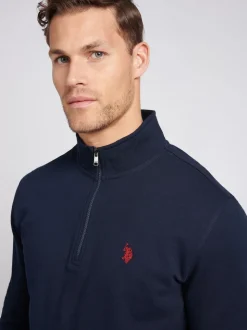 U.S. Polo Assn. Dark Blue Mens Classic Fit Quarter Zip Sweatshirt