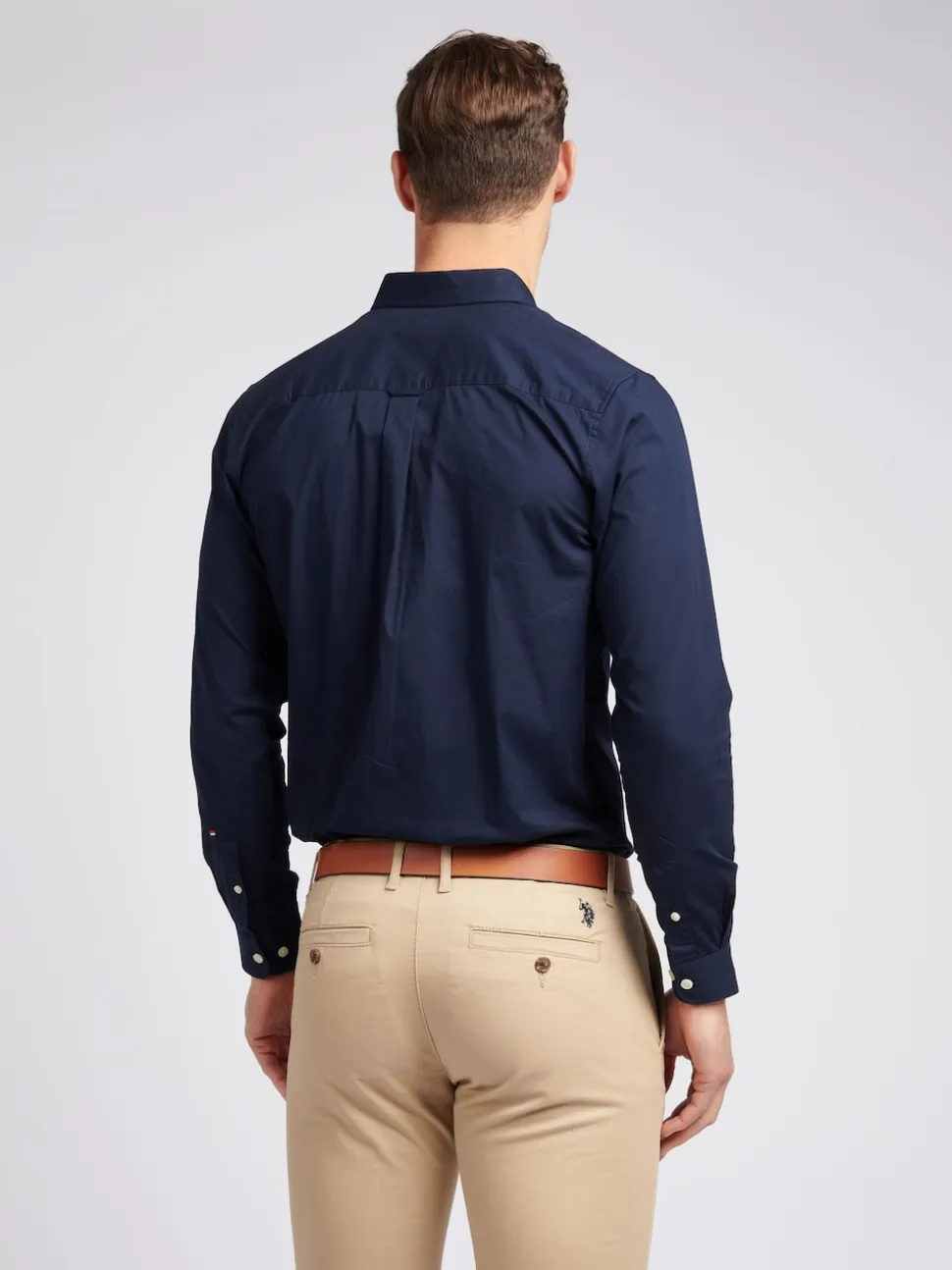 U.S. Polo Assn. Dark Blue Stretch Cotton Mens Poplin Shirt