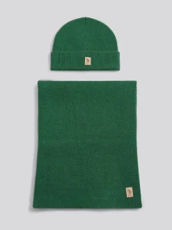 U.S. Polo Assn Green Luxury Rib Knit Beanie & Scarf Set