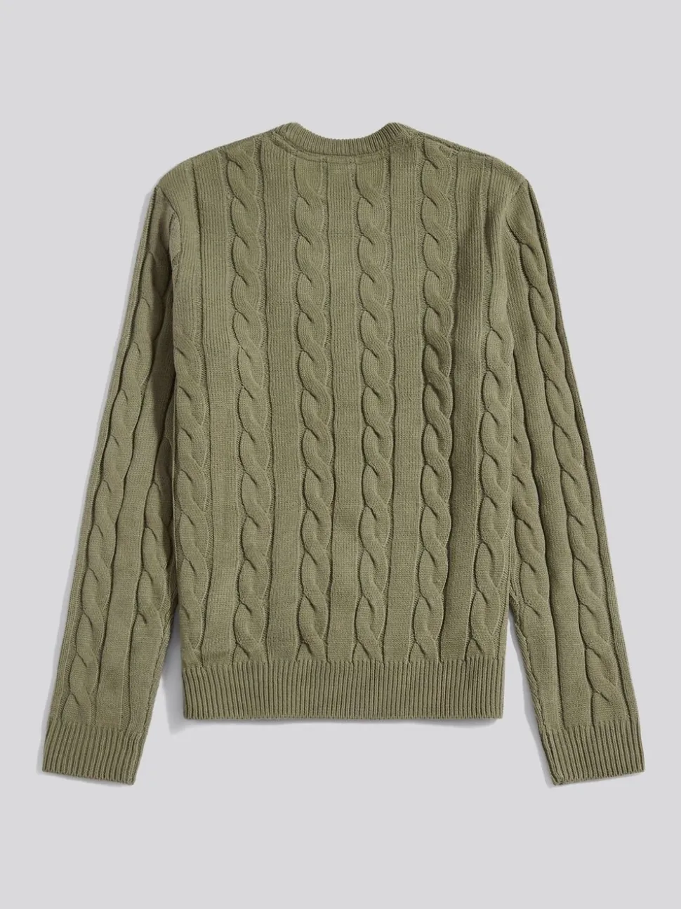 U.S. Polo Assn. Green Mens Cable Knit Crew Jumper