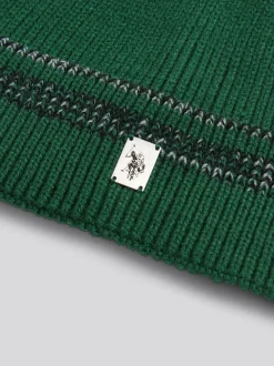 U.S. Polo Assn Green Stripe Tipping Rib Knit Beanie