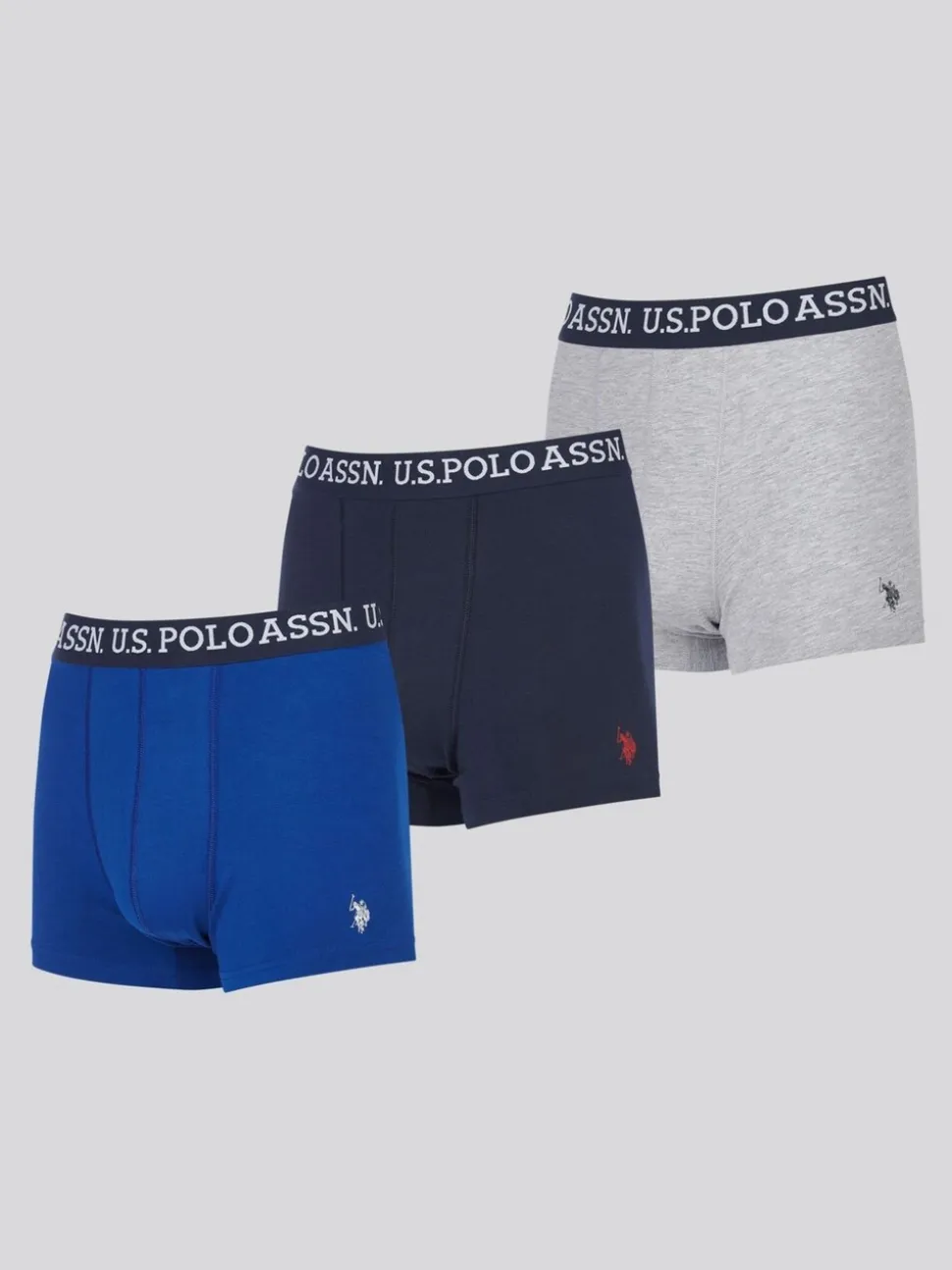 U.S. Polo Assn. Grey Mens 3 Pack Multi Boxer Shorts