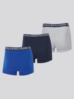 U.S. Polo Assn. Grey Mens 3 Pack Multi Boxer Shorts