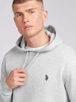 U.S. Polo Assn. Grey Mens Classic Fit 100% Cotton Double Horsemen Hoodie