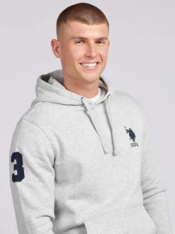 U.S. Polo Assn. Grey Mens Classic Fit Player 3 100% Cotton Hoodie