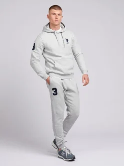 U.S. Polo Assn. Grey Mens Classic Fit Player 3 100% Cotton Hoodie