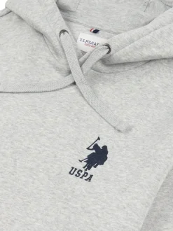 U.S. Polo Assn. Grey Mens Classic Fit Player 3 100% Cotton Hoodie