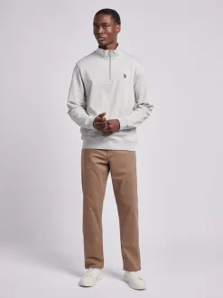 U.S. Polo Assn. Grey Mens Classic Fit Quarter Zip Sweatshirt