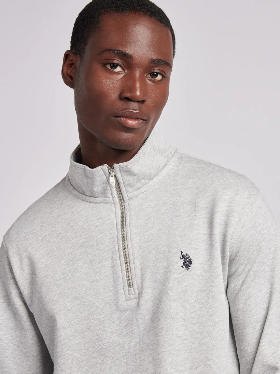 U.S. Polo Assn. Grey Mens Classic Fit Quarter Zip Sweatshirt