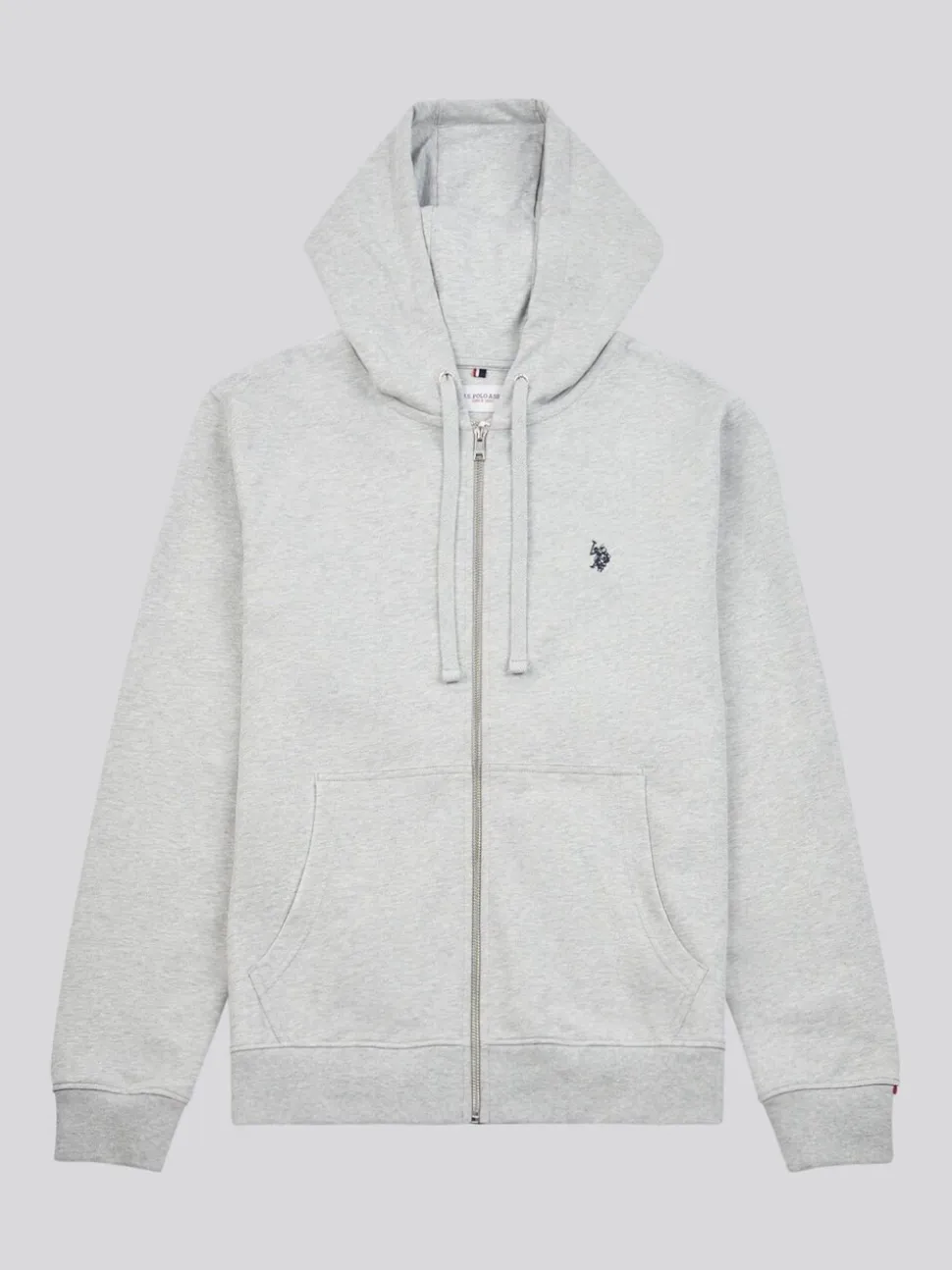 U.S. Polo Assn. Grey Mens Double Horsemen Loopback Zip Hoodie