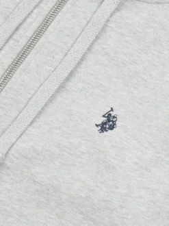 U.S. Polo Assn. Grey Mens Double Horsemen Loopback Zip Hoodie