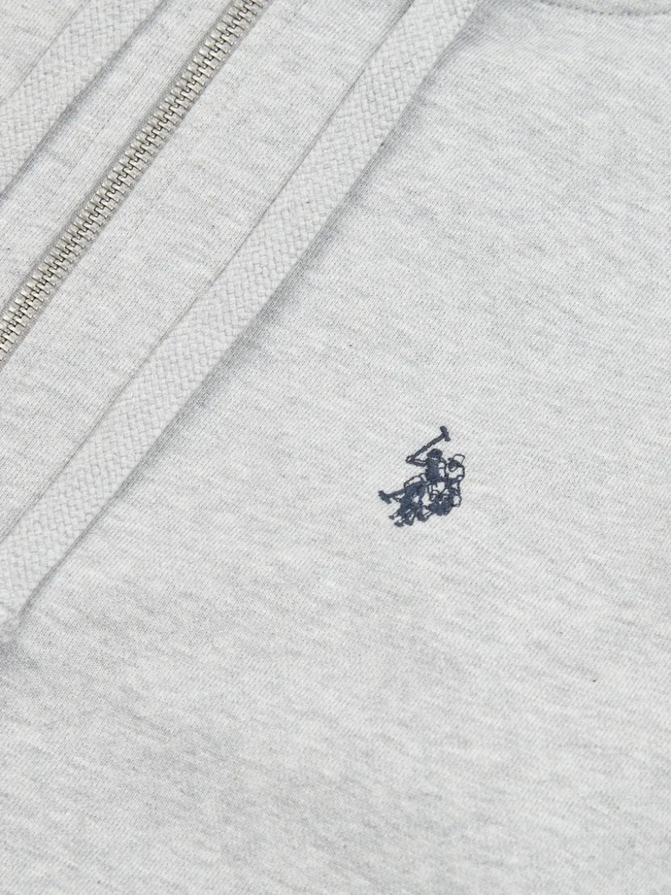 U.S. Polo Assn. Grey Mens Double Horsemen Loopback Zip Hoodie