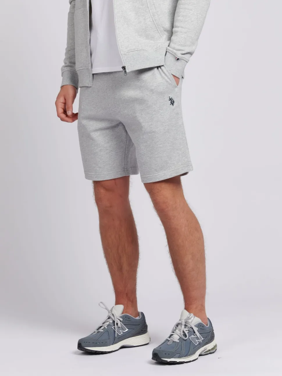 U.S. Polo Assn Grey Mens Double Horsemen Sweat 100% Cotton Shorts