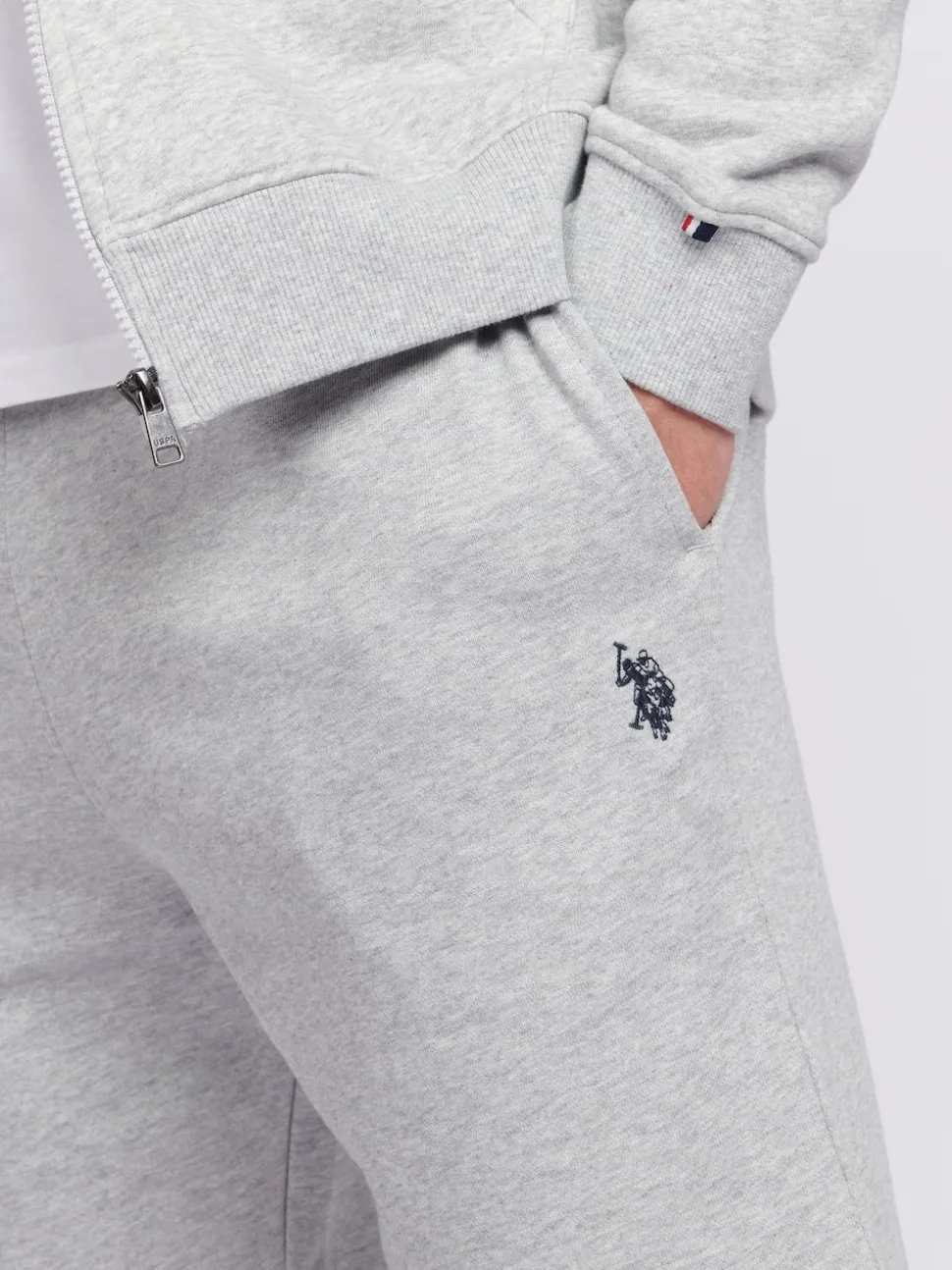 U.S. Polo Assn Grey Mens Double Horsemen Sweat 100% Cotton Shorts
