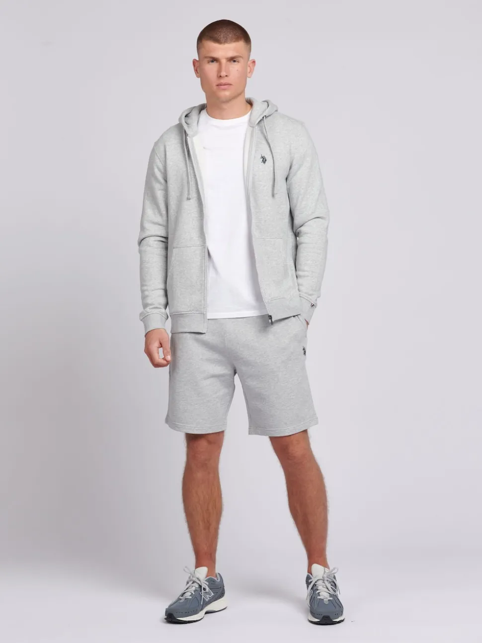 U.S. Polo Assn Grey Mens Double Horsemen Sweat 100% Cotton Shorts