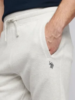 U.S. Polo Assn. Grey Mens Double Horsemen Herringbone Sweat Shorts