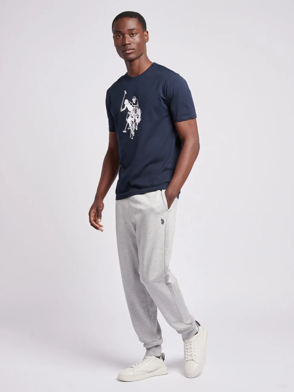 U.S. Polo Assn. Grey Mens Double Horsemen Loopback Joggers
