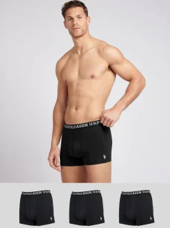 U.S. Polo Assn Mens Black Boxer Shorts 3 Pack