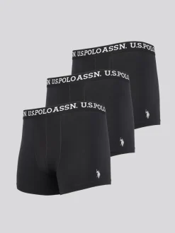 U.S. Polo Assn Mens Black Boxer Shorts 3 Pack
