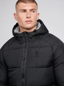 U.S. Polo Assn. Mens Ripstop Hooded Puffer Jacket