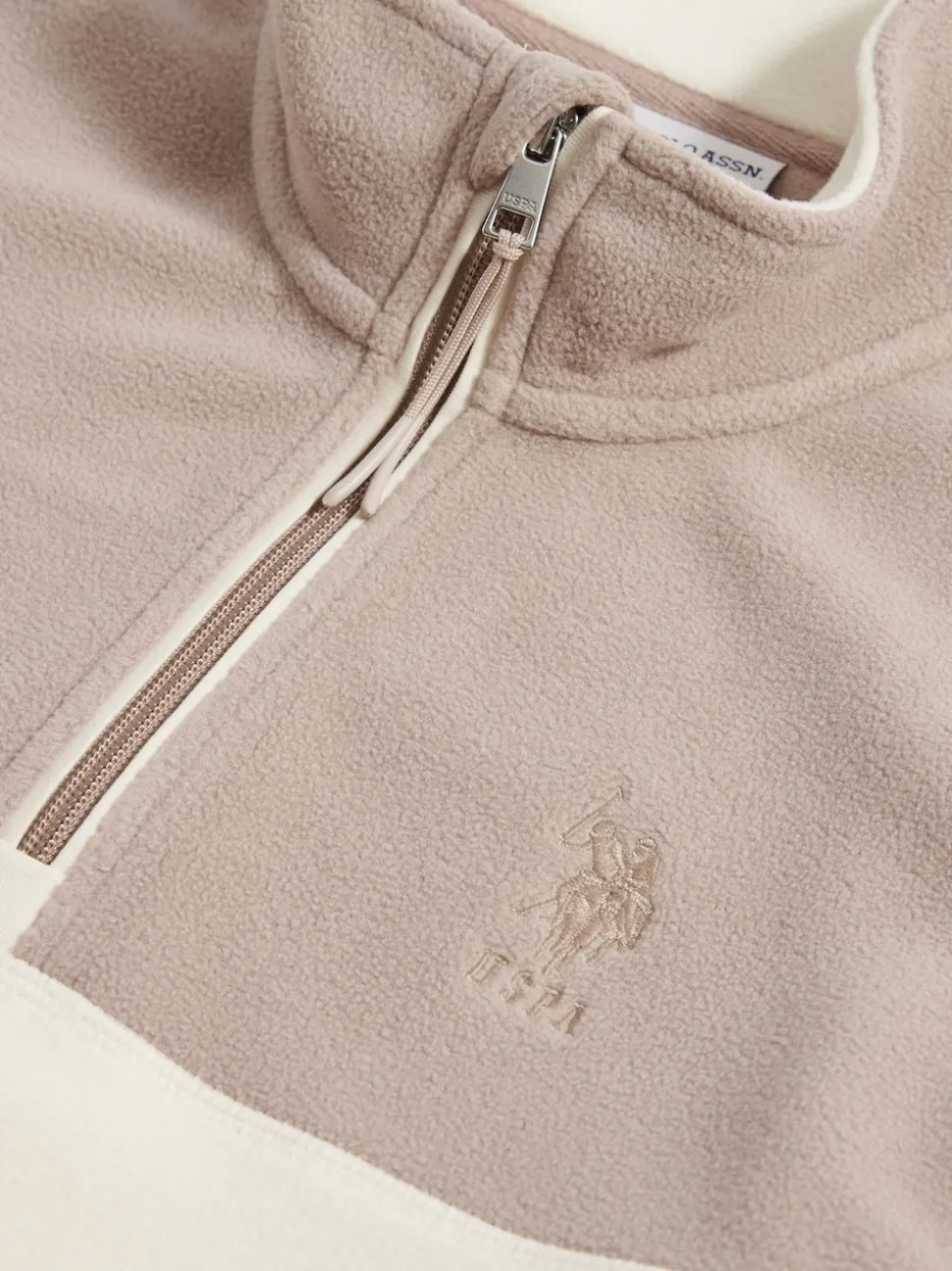 U.S. Polo Assn Natural Colour Block Micro Funnel Fleece