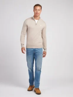 U.S. Polo Assn. Natural Cotton Funnel Neck Quarter Zip Knit