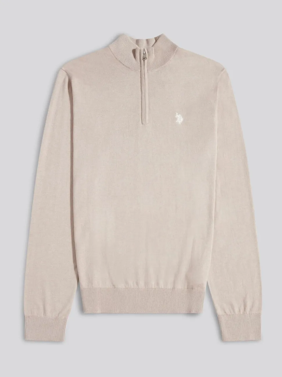 U.S. Polo Assn. Natural Cotton Funnel Neck Quarter Zip Knit